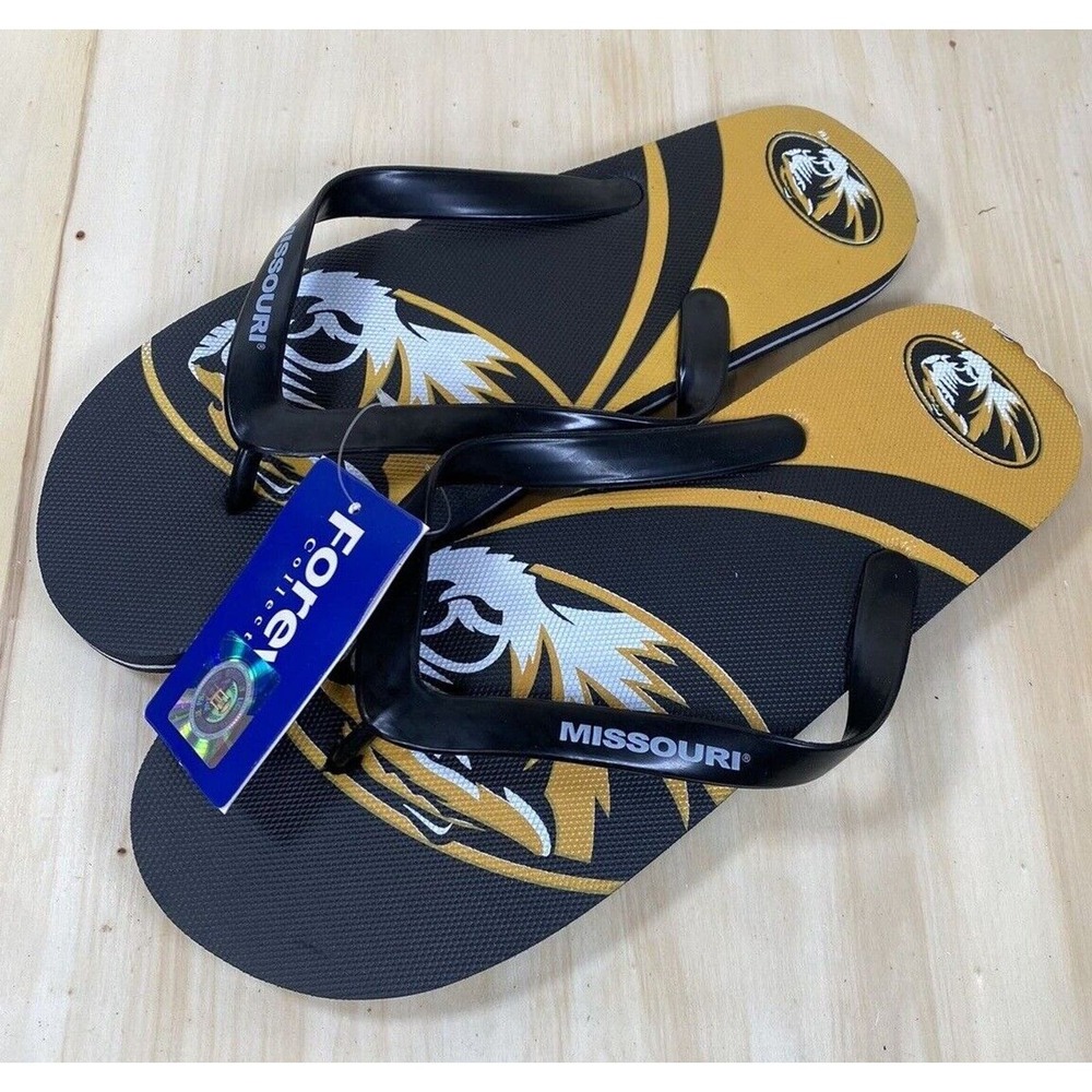 Missouri Tigers NCAA Flip Flops Team Logo College NWT Various Sizes Unisex